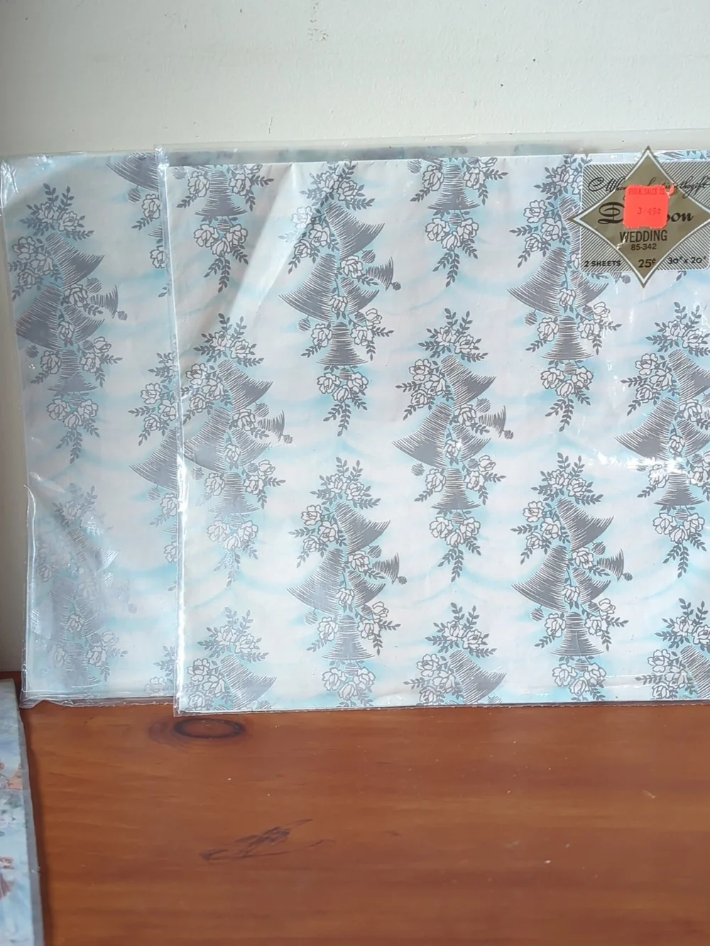 Vintage Wedding Gift Wrap Wrapping Paper In Blues Silvers Whites - Picture 6 of 11